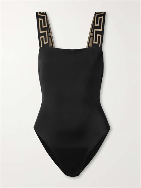 versace jacquard-trimmed swimsuit|Versace beachwear.